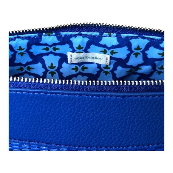 Vera Bradley Outlet Essential Pouch in Straw Beaucoup Blue Faux Leather Trim NWT - Picture 9 of 16